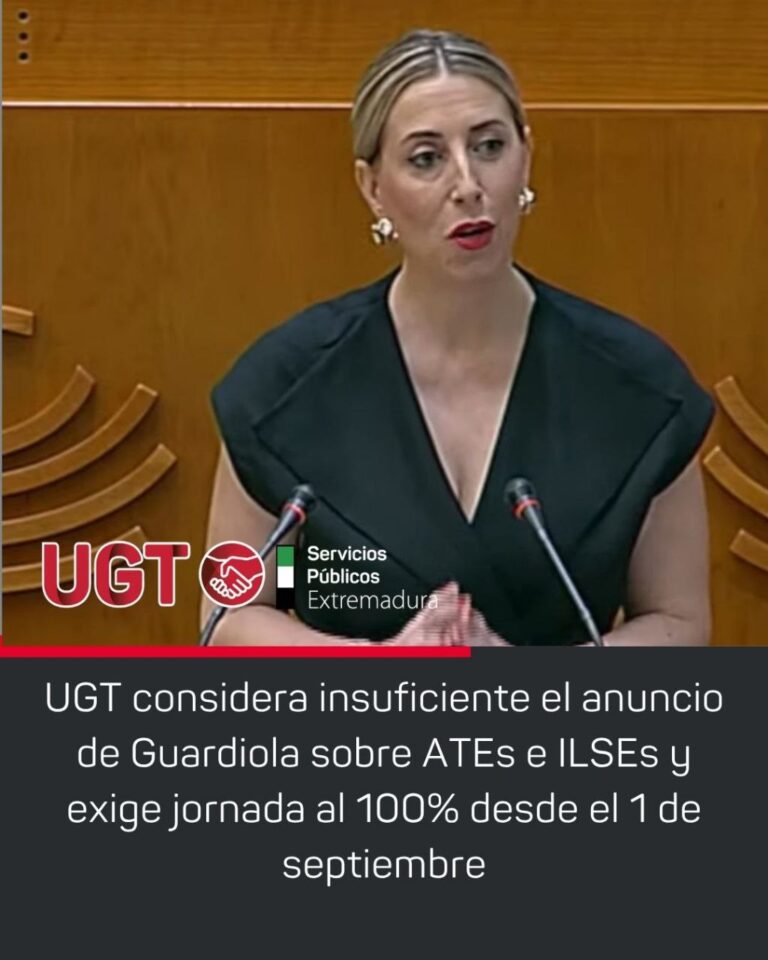 Lee más sobre el artículo UGT critica a Guardiola que su anuncio para ATEs e ILSEs sea insuficiente y exige una contratación al 100%
