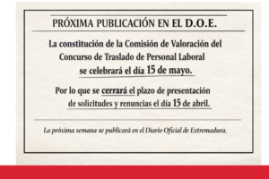 Próxima constitución de la Comisión de Valoración del Concurso de Traslado Personal Laboral