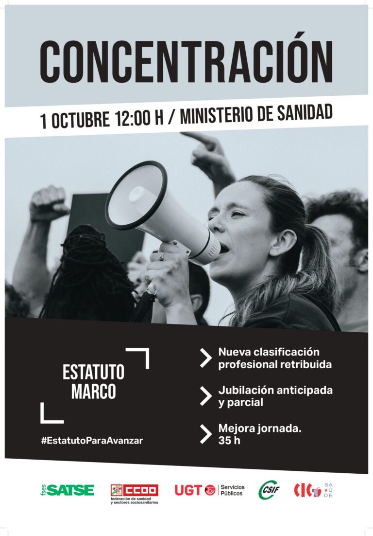 Lee más sobre el artículo Concentración en el Ministerio de Sanidad: el personal sanitario exige mejoras en el Estatuto Marco y condiciones dignas