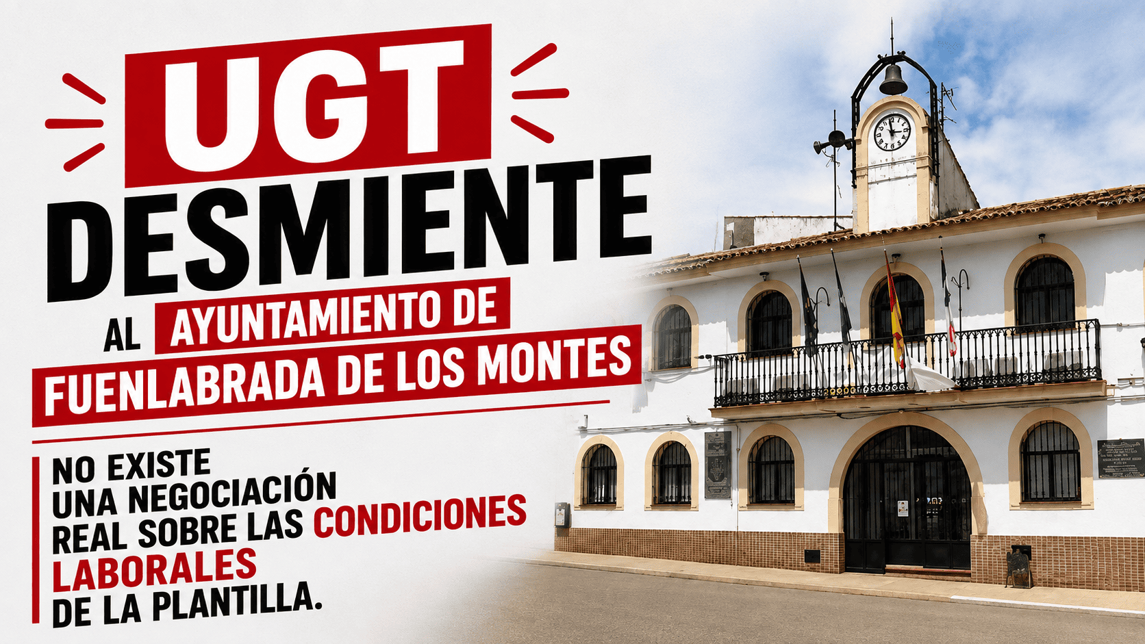 UGT desmiente al Ayuntamiento de Fuenlabrada de los Montes y niega que exista una negociación real sobre las condiciones laborales de la plantilla