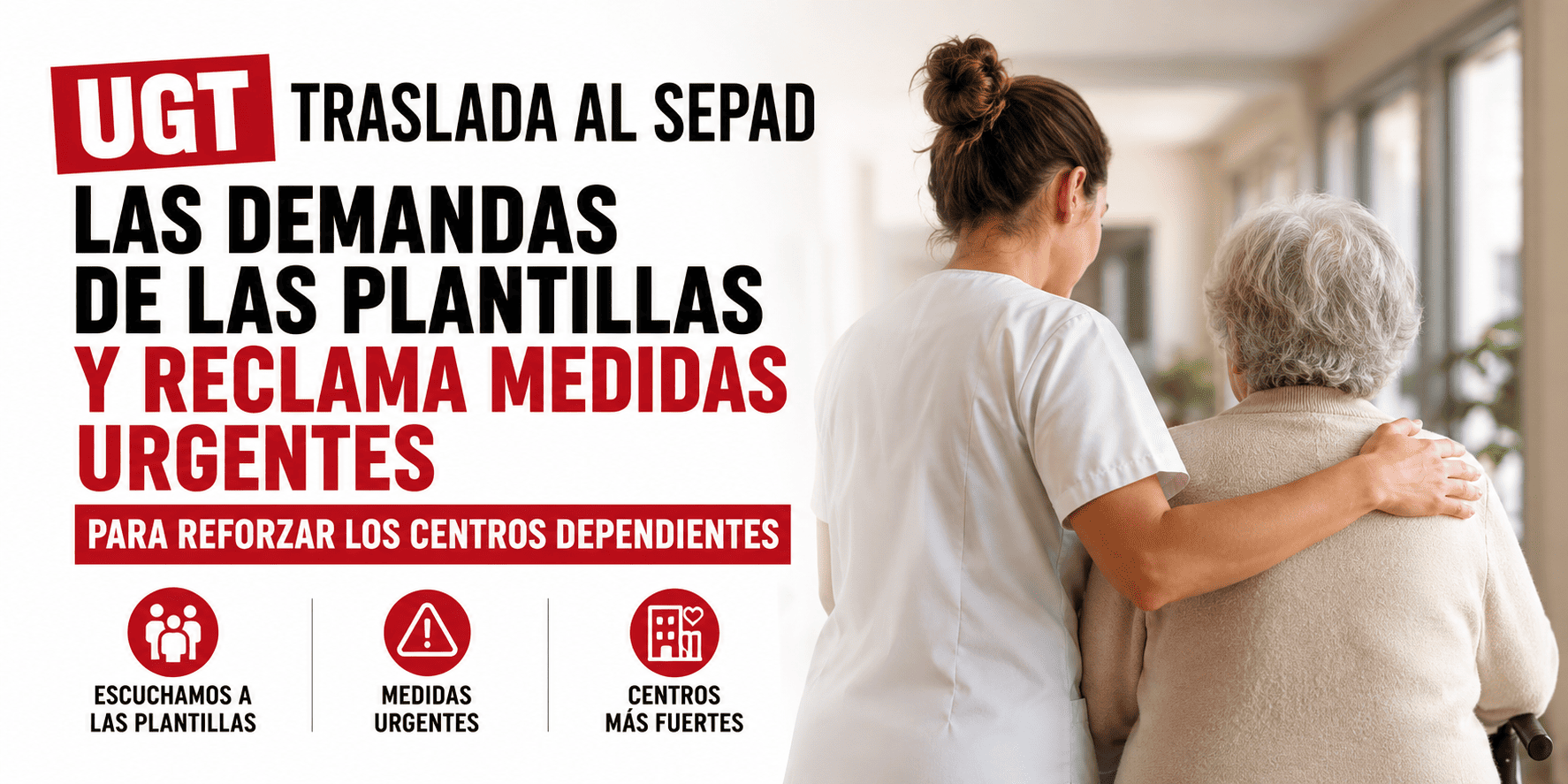 UGT traslada al SEPAD las demandas de las plantillas y reclama medidas urgentes para reforzar los centros dependientes