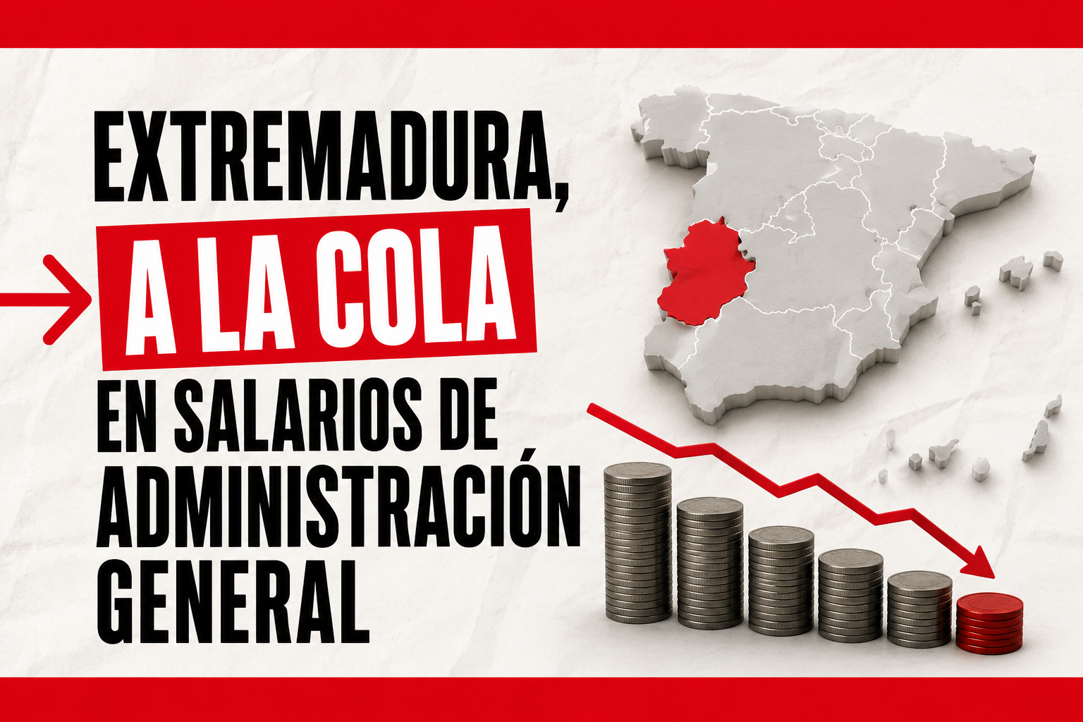 UGT reclama a la Junta de Extremadura una actualización retributiva del personal de Administración General para corregir la brecha salarial con otras comunidades autónomas