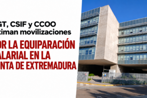 UGT, CSIF y CCOO ultiman el calendario de movilizaciones por la equiparación salarial de todos los ámbitos de la Junta de Extremadura