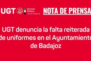 UGT-SP propone soluciones logísticas para la entrega de uniformes en el Ayuntamiento de Badajoz desde la anterior legislatura