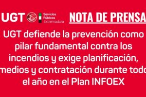 UGT defiende la prevención como pilar fundamental contra los incendios y exige planificación, medios y contratación durante todo el año en el Plan INFOEX