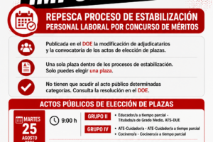 Repesca Personal Laboral. Proceso de Estabilización por concurso de méritos y concurso-oposición. Fechas de actos de elección de plazas.