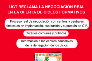 UGT SP reclama la negociación de la implantación, la sustitución y la supresión de ciclos formativos en Extremadura