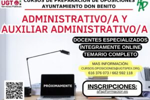 #UGTFormación | Cursos de preparación de Oposiciones para el Ayuntamiento de Don Benito