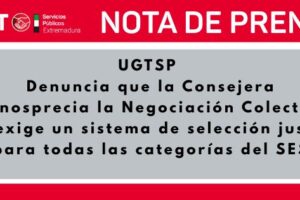 UGT denuncia que la Consejera menosprecia la negociación colectiva y exige un sistema de selección justo para todas las categorías del SES