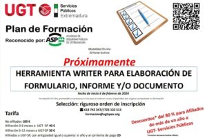 Curso Homologado por ASPEX: «Herramienta Writer para elaboración de formulario, informe y/o documento»