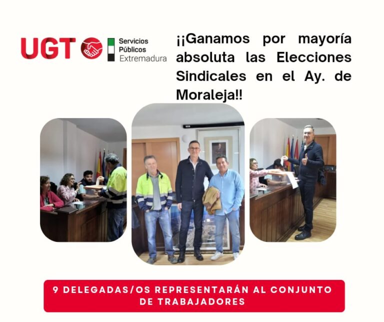 Lee más sobre el artículo #UGTLocal | UGT gana por mayoría absoluta las elecciones sindicales en el Ayuntamiento de Moraleja