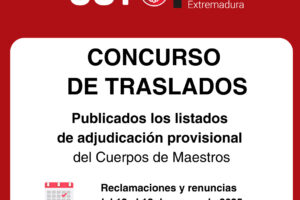 #UGTEnseñanza | Concurso de traslados adjudicación provisional