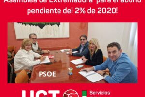 UGT-SP Extremadura se reúne con el PSOE en la Asamblea para solicitar el pago del 2% pendiente a empleados públicos en los presupuestos del 2025