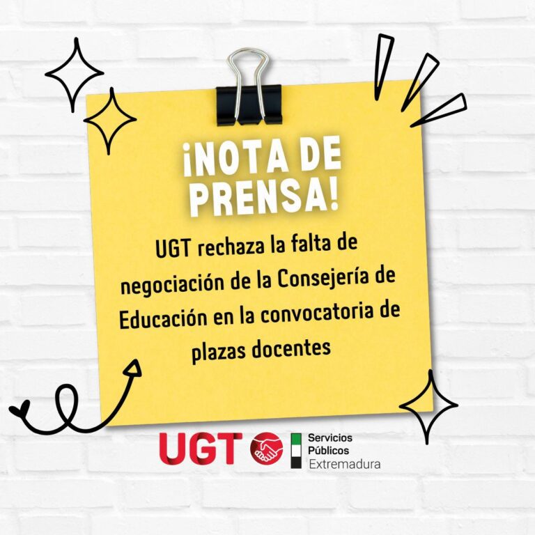 Lee más sobre el artículo UGT rechaza la falta de negociación de la Consejería de Educación en la convocatoria de plazas docentes